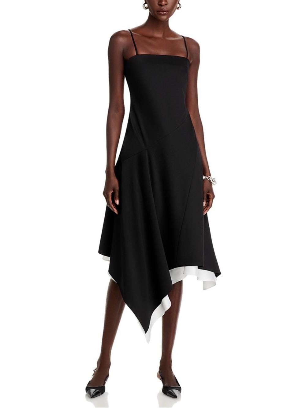NWT 💝 Helmut Lang Asymmetric Scarf Hem Virgin Wool Dress Black Size 4